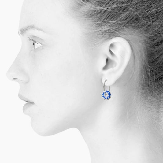 Bloom creol earrings. Royal Blue. Sterling silver. Scherning Copenhagen
