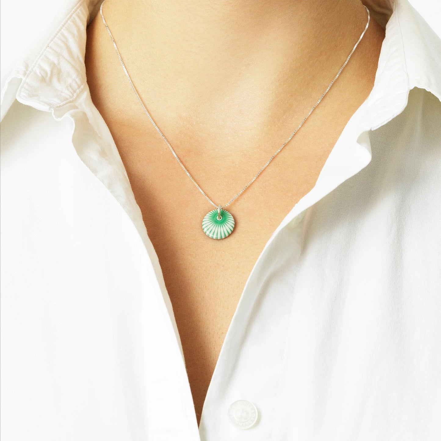 Splash necklace. Green. Sterling silver. Scherning Copenhagen