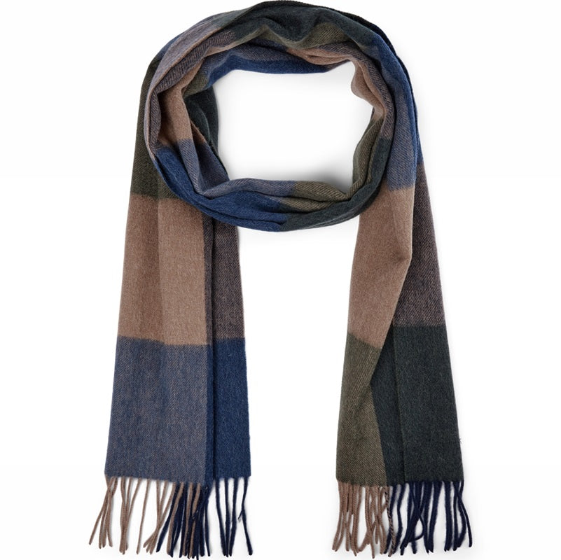 Patterned men's scarf in several colours. Beige, grey, blue. 100% wool. Connexion Tie