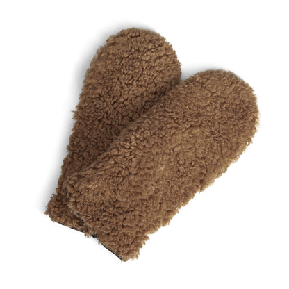 EllyMBG mittens. Brown with black. Fur in recycled polyester. Marberg