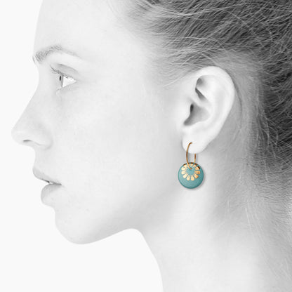 Bloom Creole earrings. Aquamarine. Big. Gold plated. Scherning Copenhagen