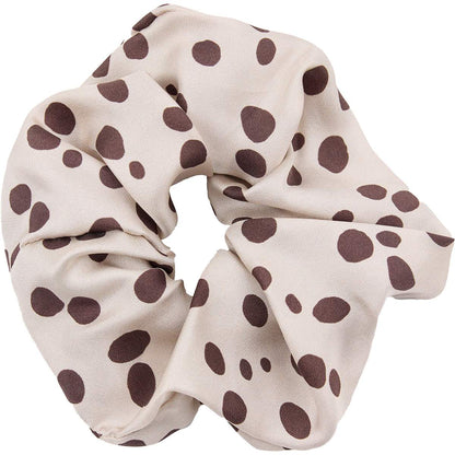 Dots Hair Scrunchie. 100% silk. Cream, brown. Bella Ballou