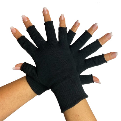 Therapeutische fingerkuppenfreie Handschuhe. Unisex. Dünn. Schwarz. ReflexWear