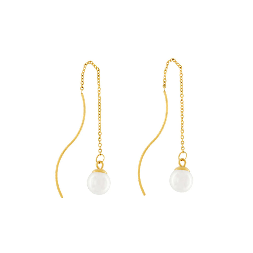 Joy Waterproof Chain Pearl øreringe. 18K guld plating. Dansk Copenhagen