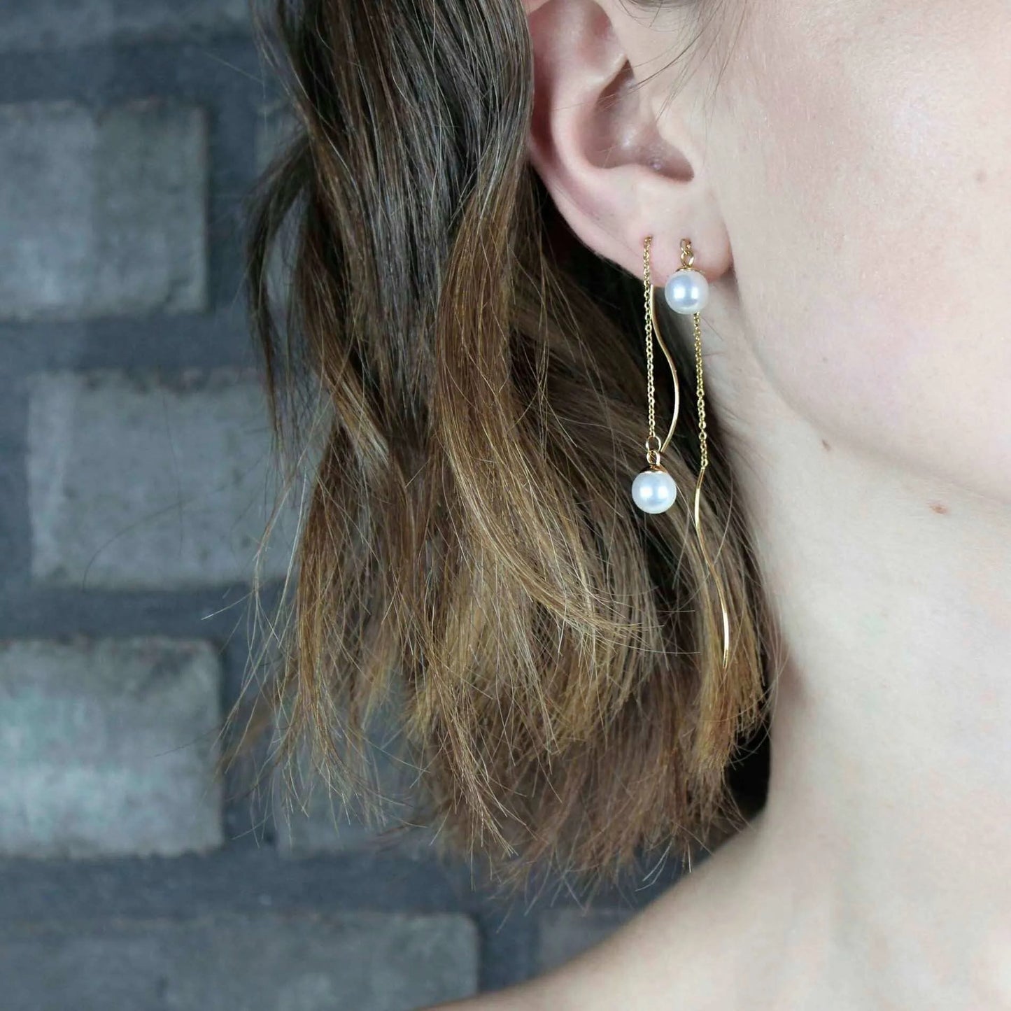 Joy Waterproof Chain Pearl øreringe. 18K guld plating. Dansk Copenhagen