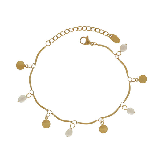 Joy Coin and Pearl bracelet. Waterproof. 18 K. gold plated. Dansk Copenhagen