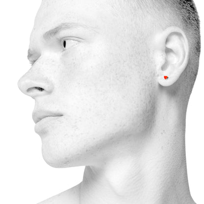 Sign Heart nano earrings. Neon red orange. Sterling silver. Scherning Copenhagen