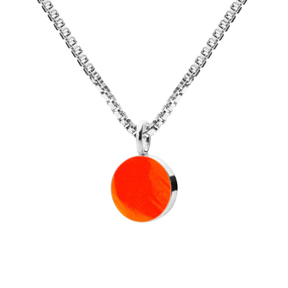 Sign necklace with pendant. Neon orange. Sterling silver. Scherning Copenhagen