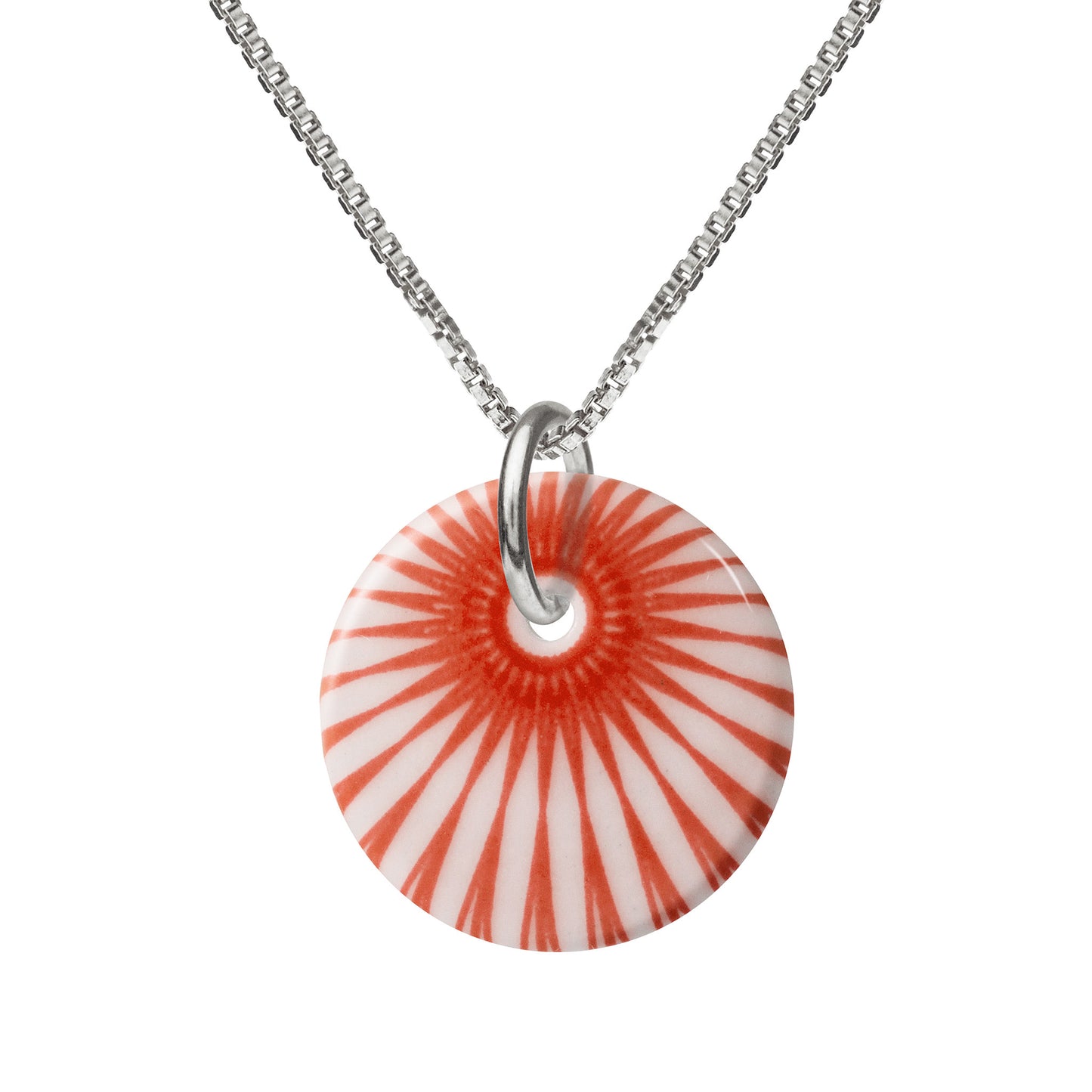 Splash necklace. Coral red. Sterling silver. Scherning Copenhagen