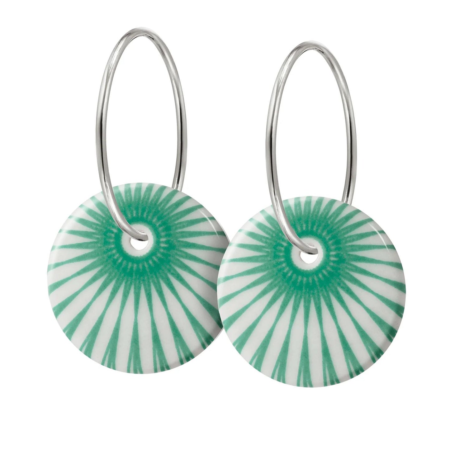 Splash creole earrings. Green. Sterling silver. Scherning Copenhagen