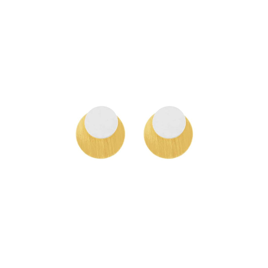 Theia 2 tone Post earrings. Silver and gold. Danish Copenhagen