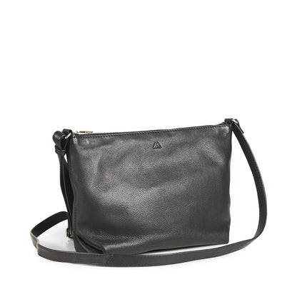 Crossbody Taske Dakota. Sort læderskind. Markberg