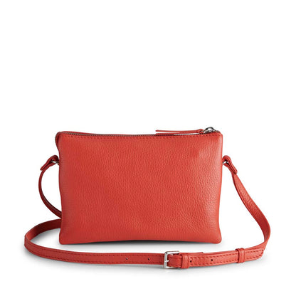 VeraMBG Crossbody bag. Grenadine. Leather grain. Markberg