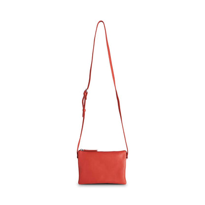 VeraMBG Crossbody bag. Grenadine. Leather grain. Markberg