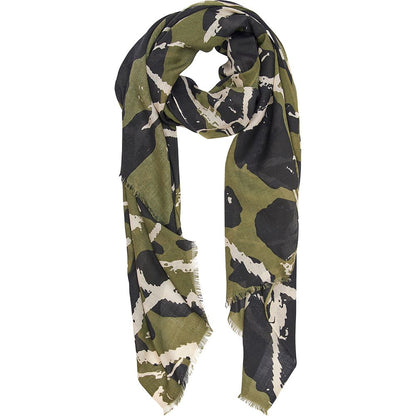 Halstørklæde til kvinder. 50% uld, 50% silke. Olive, sort. Bella Ballou