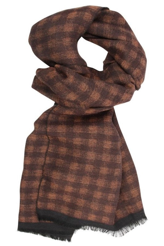 Fashion halstørklæde til mænd og kvinder. Bomuld blend. Brun, orange og grå sort. Connexion Tie