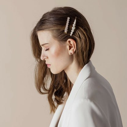 Hair Clip Pearl Flower. Gold plated and pearls. Danish Copenhagen