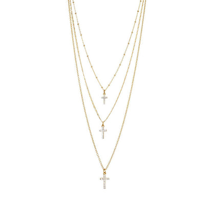 Shimmer Cross 3 in 1 necklace. Gold plated. Danish Copenhagen