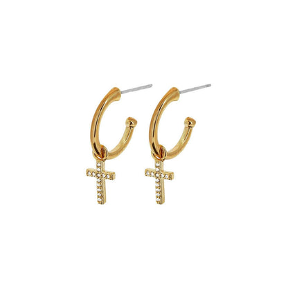 Shimmer Cross Earring. Gold plated. Danish Copenhagen