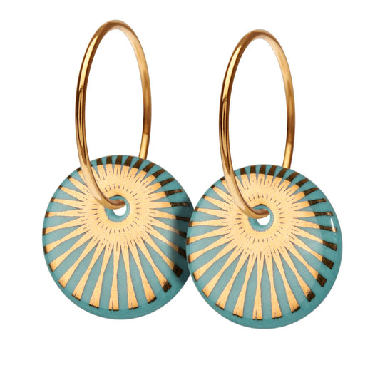 Splash creole earrings. Aquamarine. Gold plated. Scherning Copenhagen