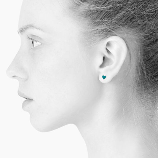 Spot Heart earrings. Aquamarine green. Silver. Scherning Copenhagen
