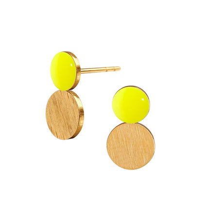 Spot Dotty ørestikker. Neon gul.  Forgyldt. Scherning København